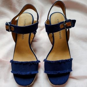 Lucky Brand navy wedges, size 5.5